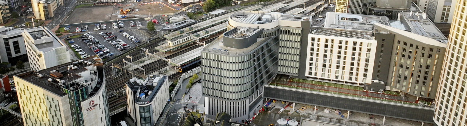 Aerial shot of central Cardiff City, UK. Aerial shot of central Cardiff City, UK.